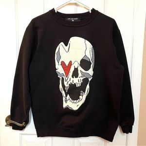 HIP & BONE Designer Skull Black Crewneck Sweatshirt Made In USA
